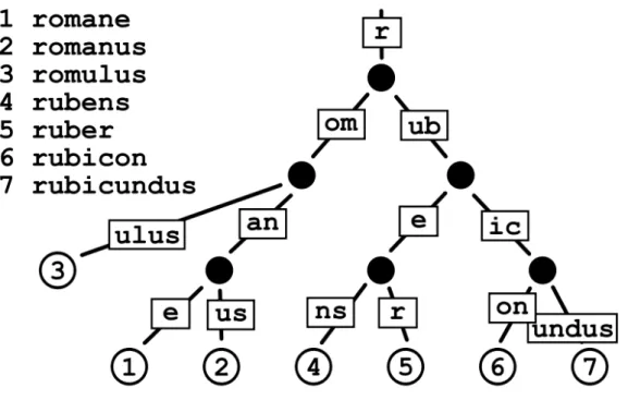 Figura 8: Esempio di Radix Tree usato per mappare un valore numerico a una stringa (chiave)