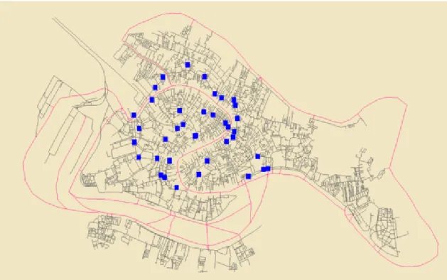 Figure 2.1: Map of Venice with the relative positions of the sensors.