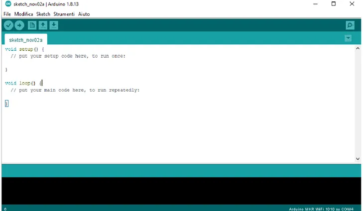 Fig. 4.2: Prima apertura del software Arduino IDE [35]