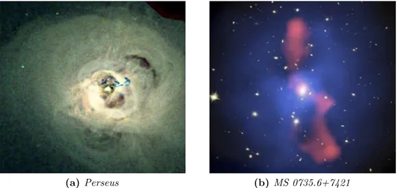 Figure 1.12: Chandra images of two galaxy clusters displaying cavity systems and AGN-ICM interaction