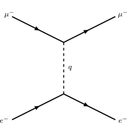 Figure 3.1: Tree level Feynman diagram for the µe scattering process.