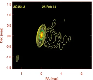 Figura 4.2: Immagine del febbraio 2014, mostra il  nucleo  con  un’alta  intensità  di  flusso  ed  un  getto  abbastanza omogeneo d'intensità.