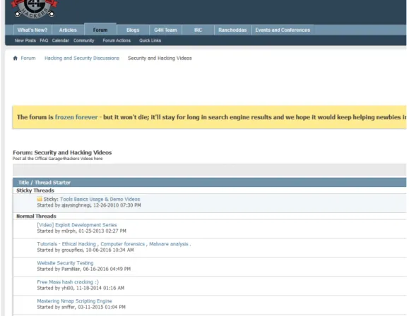 Figure 3.3: Forum section screenshot (g4h)