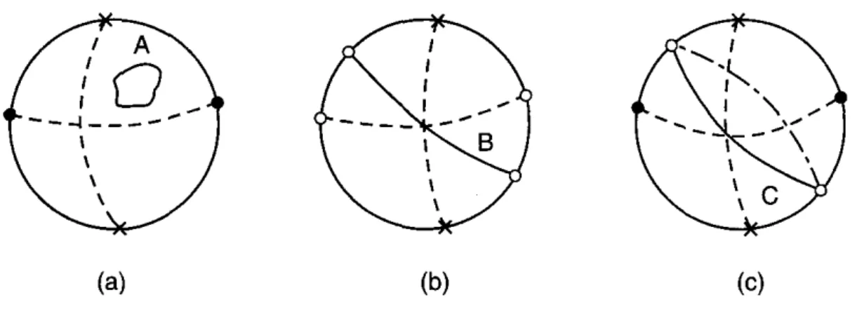 Figura 1.1: Rappresentazione dei tre possibili loop in d = 3 [da [2]] In altre parole esso rappresenta un cammino chiuso nello spazio X.