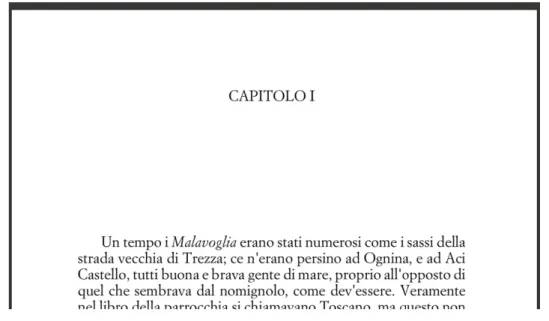 Figure 4.2.1a - Example of a chapter title from one of the full books ( ​I Malavoglia​) 