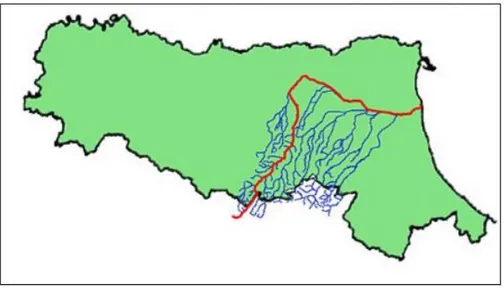 Fig. 5 – Hydrography of the Reno catchment  
