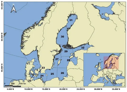Figure 1. Baltic Sea with the ICES Subdivisions (SD). 
