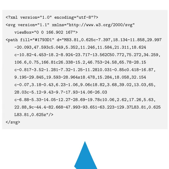 Figura 1.4: Codice e rappresentazione di un’immagine SVG raffigurante il logo di Arch Linux