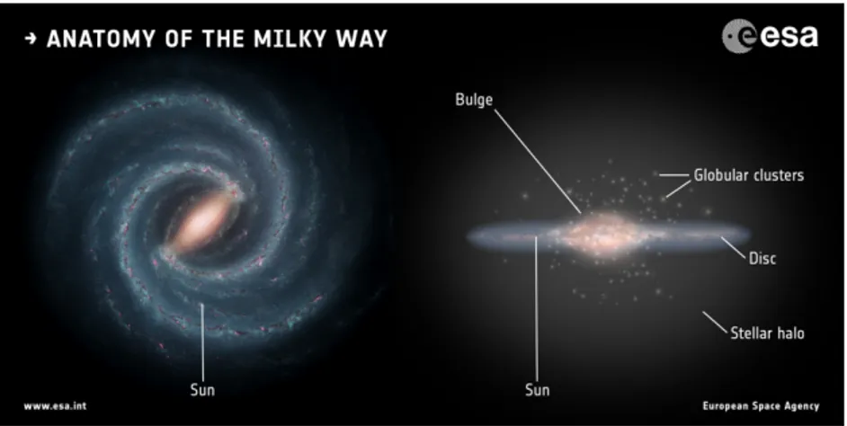Figura 2.1: Struttura della Via Lattea. Crediti: ESA.