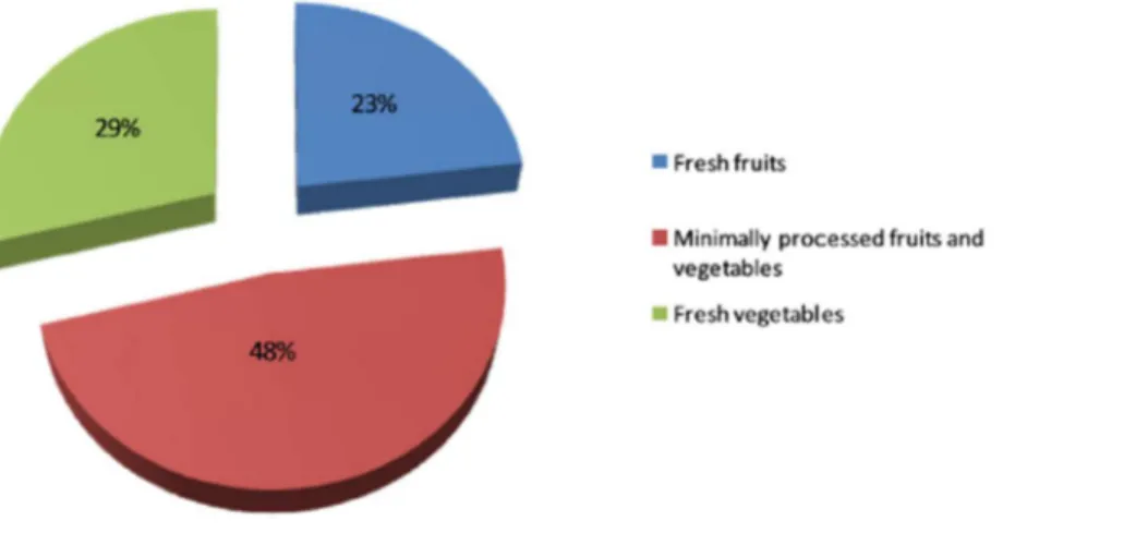 Figura 4 - Mercato di frutta e verdura fresca e minimamente trasformata in USA (Patrignani et al.,  2015) 