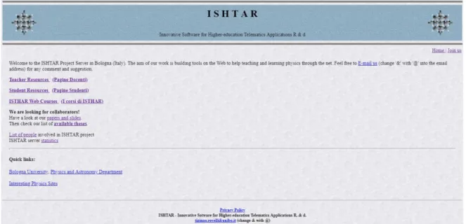 Figure 3.1 – Front page of the ISHTAR website