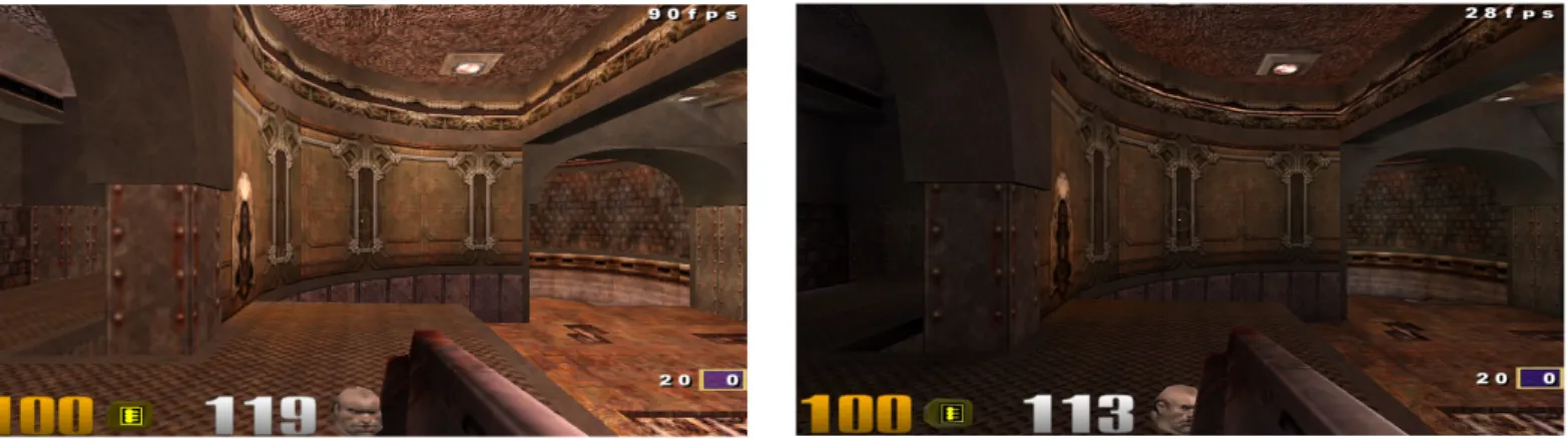 Figura 11: Comparison tra ioquake3 su PC (sinistra) e vitaQuakeIII (destra)