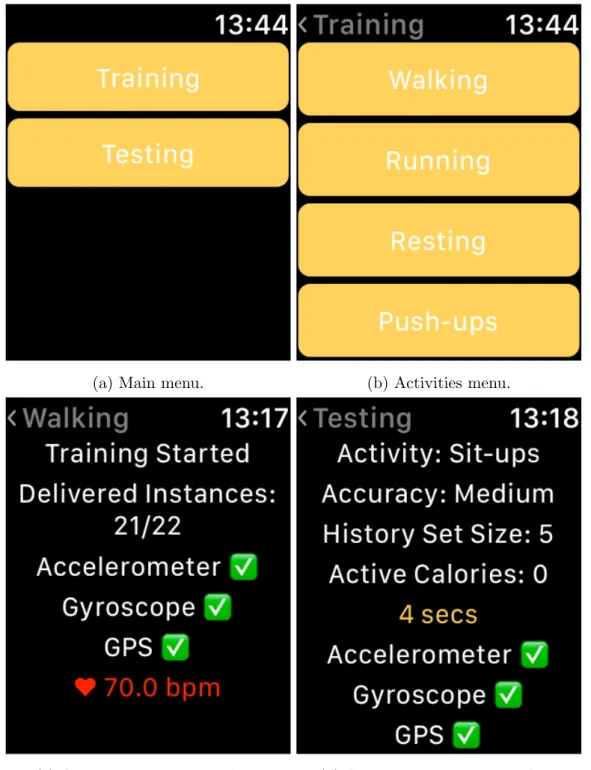 Figure 3.2: HAR App interface on the watch.