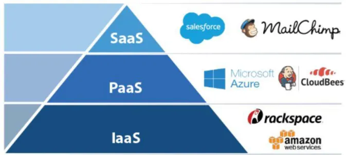 Figura 17 - Alcuni dei fornitori di servizi Cloud divisi tra le tre tipologie 