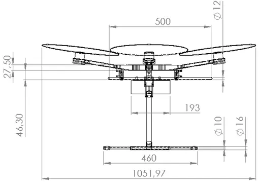 Figure 3.5: drone side view with dimensions