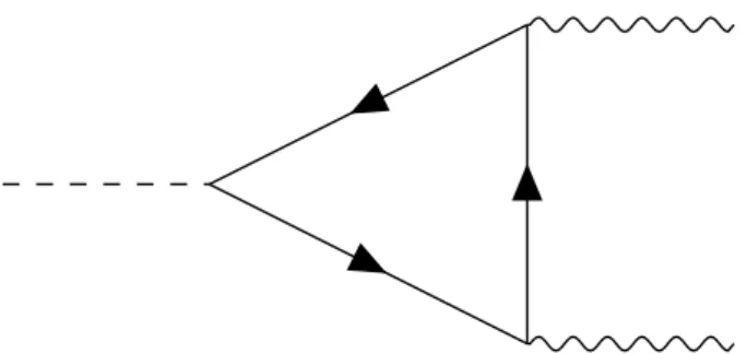 Figure 1.2: Triangle diagrams describing the pion decay into two photons.