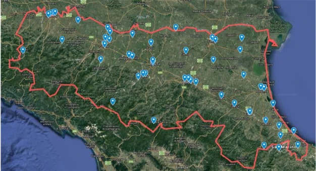 Figura 1.1: Le stazioni Arpae in Emilia-Romagna