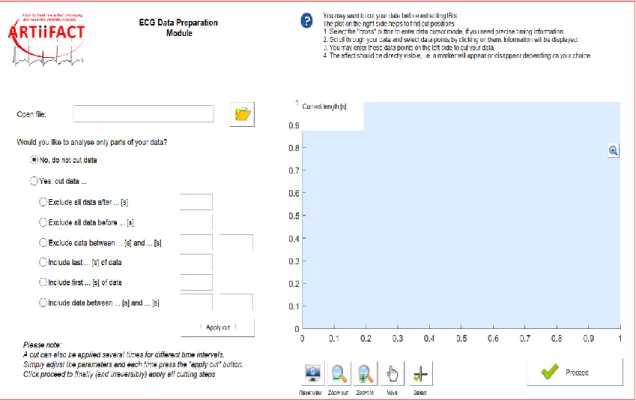 Figura 4 Prima interfaccia del modulo Extract IBIs from ECG data.  