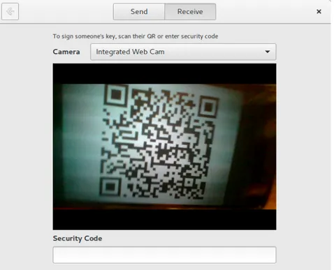 Figura 2.3: Pagina di ricezione di una chiave in cui l’utente sta scansionando un QR code con la webcam.
