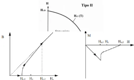 Figura 1.7: Diagramma delle fasi per superconduttore di II tipo [2] 