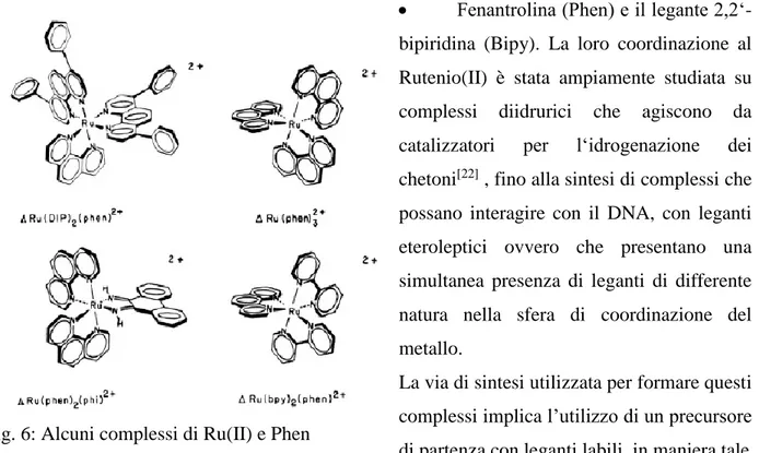 Fig. 6: Alcuni complessi di Ru(II) e Phen 