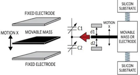 Figura 1.8: esempio di realizzazione accelerometro capacitivo 