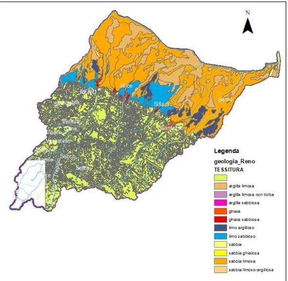 Figura 4 Principali tessiture presenti nel bacino del Reno 