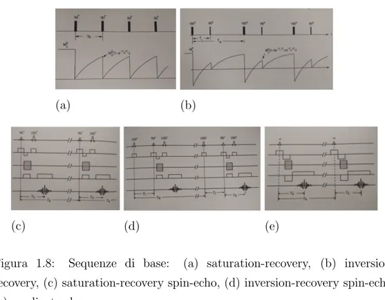 Figura 1.8: Sequenze di base: (a) saturation-recovery, (b) inversion-