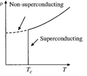 Figura 1.1: Resistivit` a di un metallo in funzione della temperatura [1]. Se si considera un metallo non superconduttivo, % ha un valore finito per T = 0