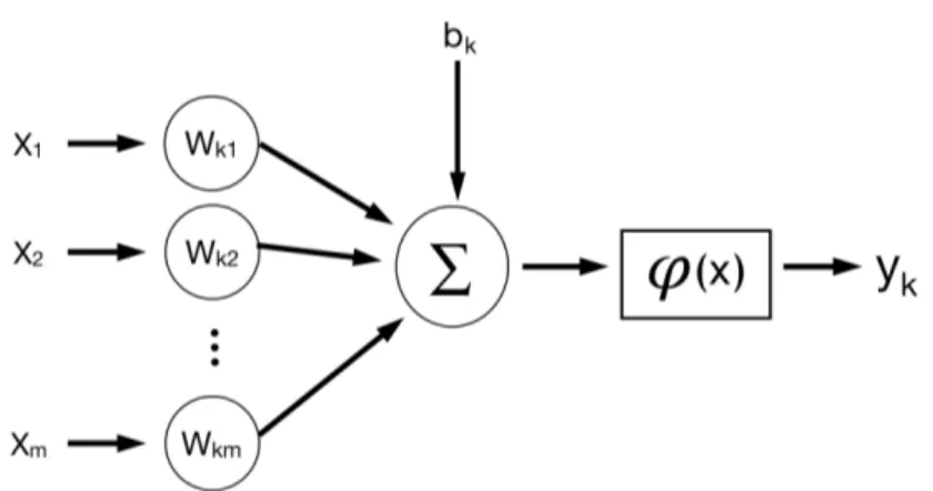Figura 2.6: Modello non lineare di un neurone k dove x i sono i pesi del
