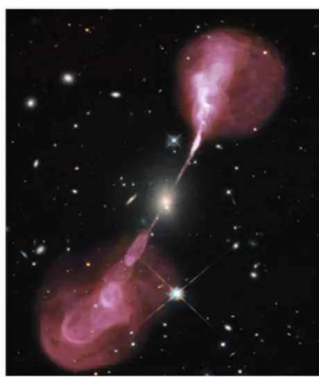 Figura 1.5: A sinistra, la radiogalassia NGC 383, una FR I. A destra, 3C 348, conosciuta anche come Hercules A, una FR II