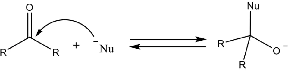 Figura 4. Attacco nucleofilo al carbonile (Nu - =NH 3 , RNH 2 , R 2 NH, RO - , PhH, enolati)