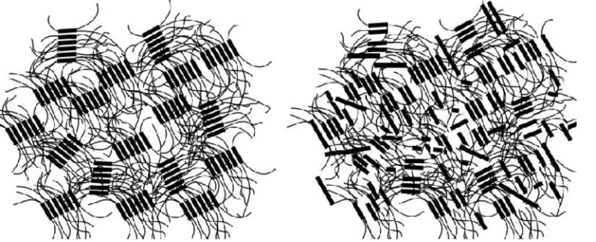 Figura 16 [2] . A sinistra è rappresentata la struttura a blocchi ideali, con perfetta separazione di fase
