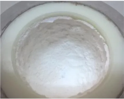 Figure 1.12 Water soluble  products cake formed inside the  planetary ball mill bowl.