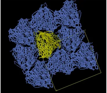 Figure 18. Unit cell packing for GR2. The neighboring  proteins  did  not  show  clashes,  hence  molecular  replacement worked properly