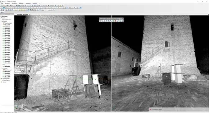 Fig 3.10 Radianza di una stazione, come le superfici riflettono la luce - Software Scene  di Faro