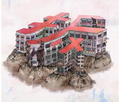 Figura 1 Il carattere chāi 拆, demolizione, si trova  spesso dipinto sulle abitazioni che verranno  presto demolite.