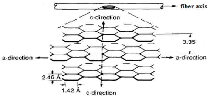 Figure 8. Carbon fibers arranged in a turbostratic structure [28] 