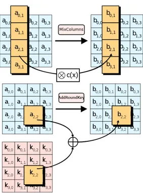 Figura 5: MixColumns e AddRoundKey