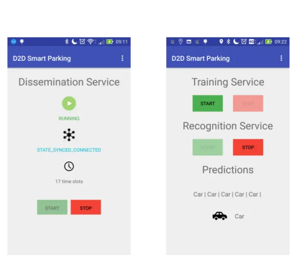 Figura 3.5: Servizio di disseminazione attivo negllo stato STA- STA-TE SYNCED CONNECSTA-TED e schermata del componente di Activity Recognition