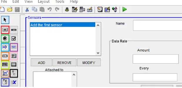 Fig.  2.4- Sulla sinistra: le icone degli elementi che è possibile inserire in una GUI MATLAB 