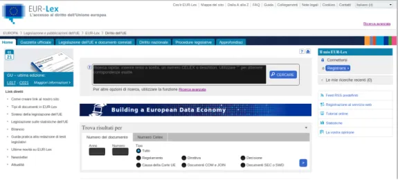 Figure 3.7: Home page italiana di EUR-Lex