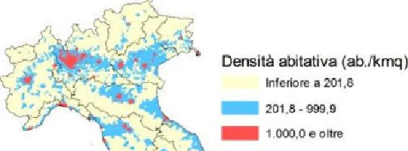 Figura 3.5: Densit` a abitativa fonte: Centro Documentazione e Studi Anci-Ifel su dati Istat, 2012