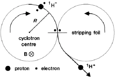 Figura 6: Schema della tecnica di stripping foil per l'estrazione di ioni negativi 