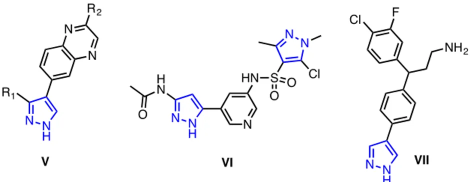 Fig. 12 Structure of pyrazole-based drugs that showed antitumoral activity 