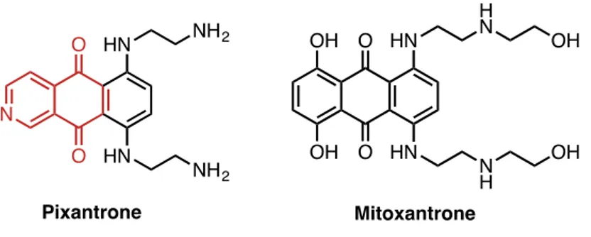 Fig. 16 Antitumoral Pixantrone and non-aza derivate Mitoxantrone