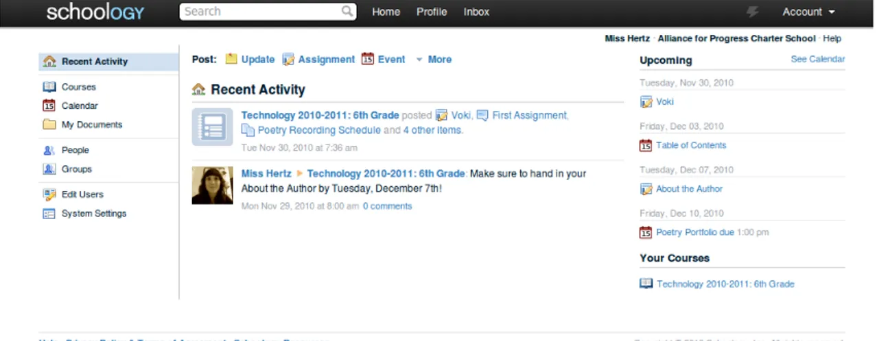 Figura 3.6: Schermata principale di Schoology [24]