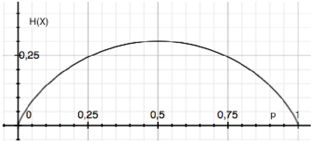Figura 1.1: Andamento dell’entropia in funzione di p