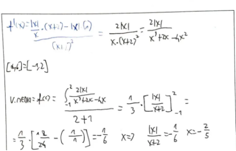 Figura 3.10: Qui lo studente decide di calcolare la derivata della funzione, per poi andare ad integrarla nella formula della media integrale.