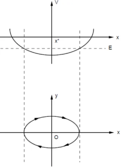 Figura 3.7: curve di livello con energia superiore al minimo di energia potenziale che il fatto che la curva di livello sia chiusa implica che il moto sia periodico, perchè ripassa per gli stessi punti di fase, cioè nelle stesse posizioni e con la stessa v